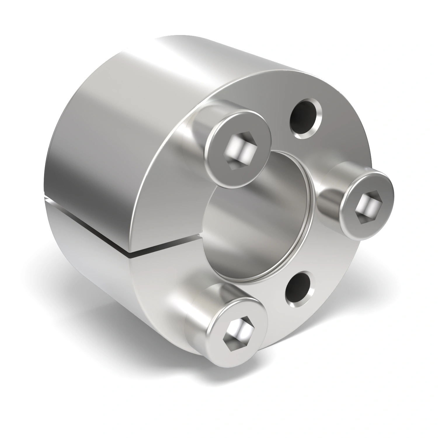 Spannsatz STW71SS-8x18 Edelstahl, Frontalansicht der Stirnseite mit 3 Spannschrauben
