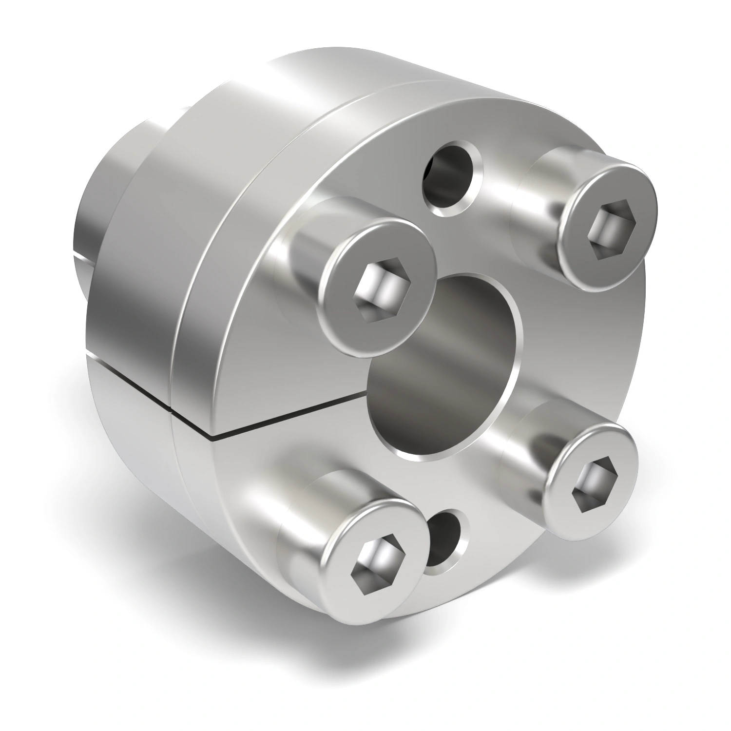 Spannsatz STW27SS-10x16 Edelstahl, Frontalansicht der Stirnseite mit 4 Spannschrauben