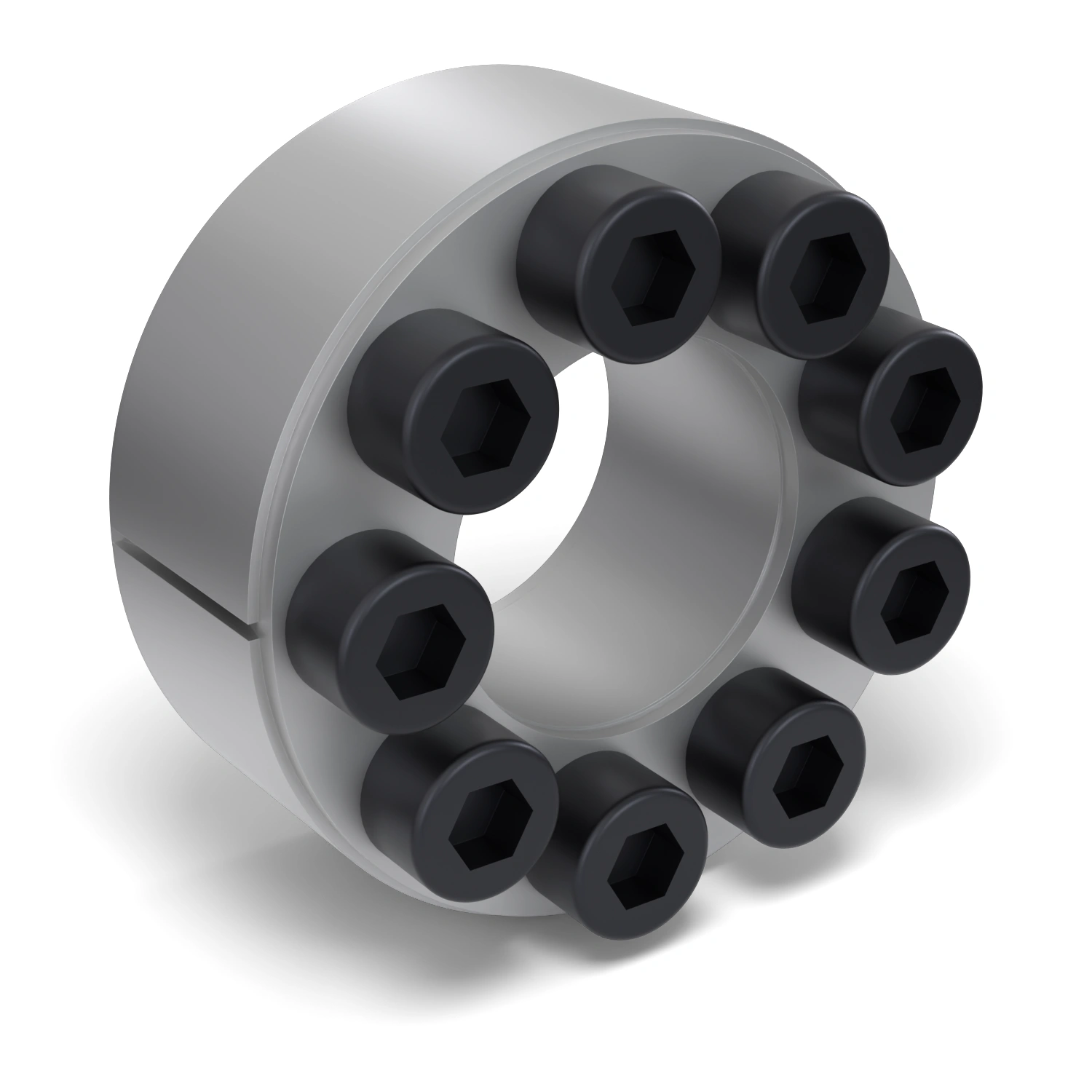 Spannsatz STW60-25x50, Frontalansicht der Stirnseite mit 9 Spannschrauben