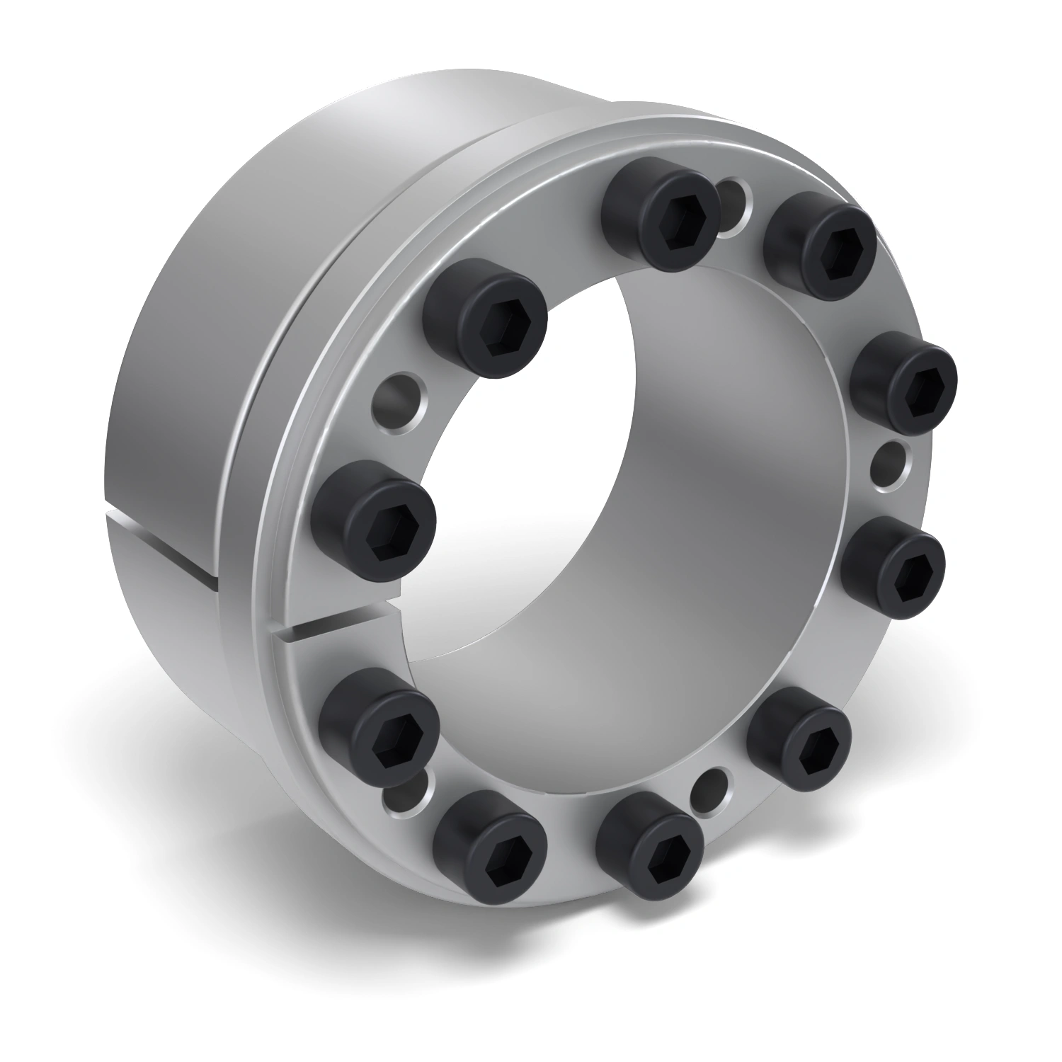 Spannsatz STW73-90x130, Frontalansicht der Stirnseite mit 10 Spannschrauben