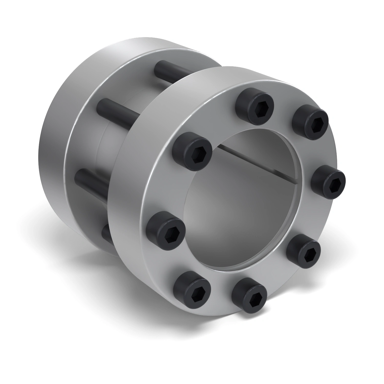 Starre Wellenkupplung STW72-60x100, Frontalansicht der Stirnseite mit 8 Spannschrauben
