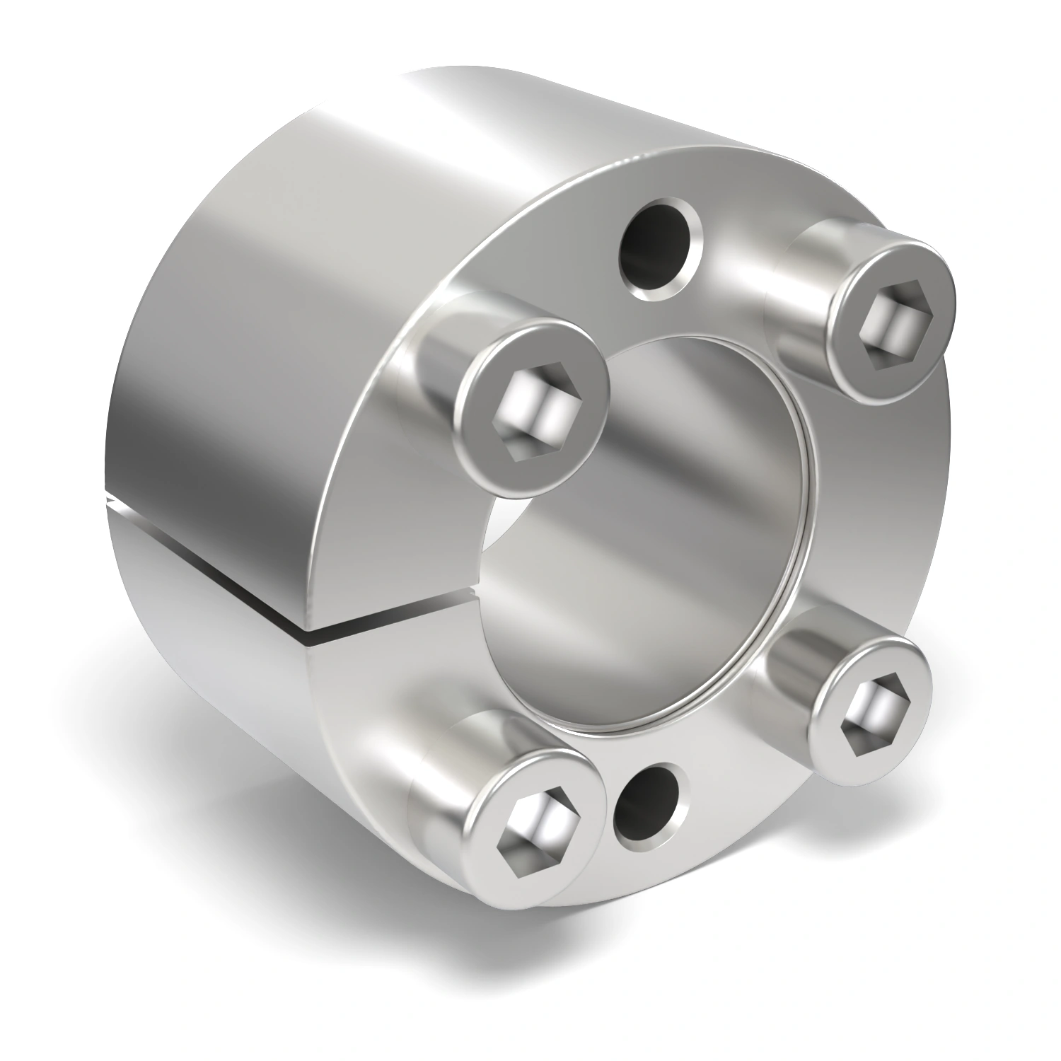 Spannsatz STW71SS-24x47 Edelstahl, Frontalansicht der Stirnseite mit 4 Spannschrauben