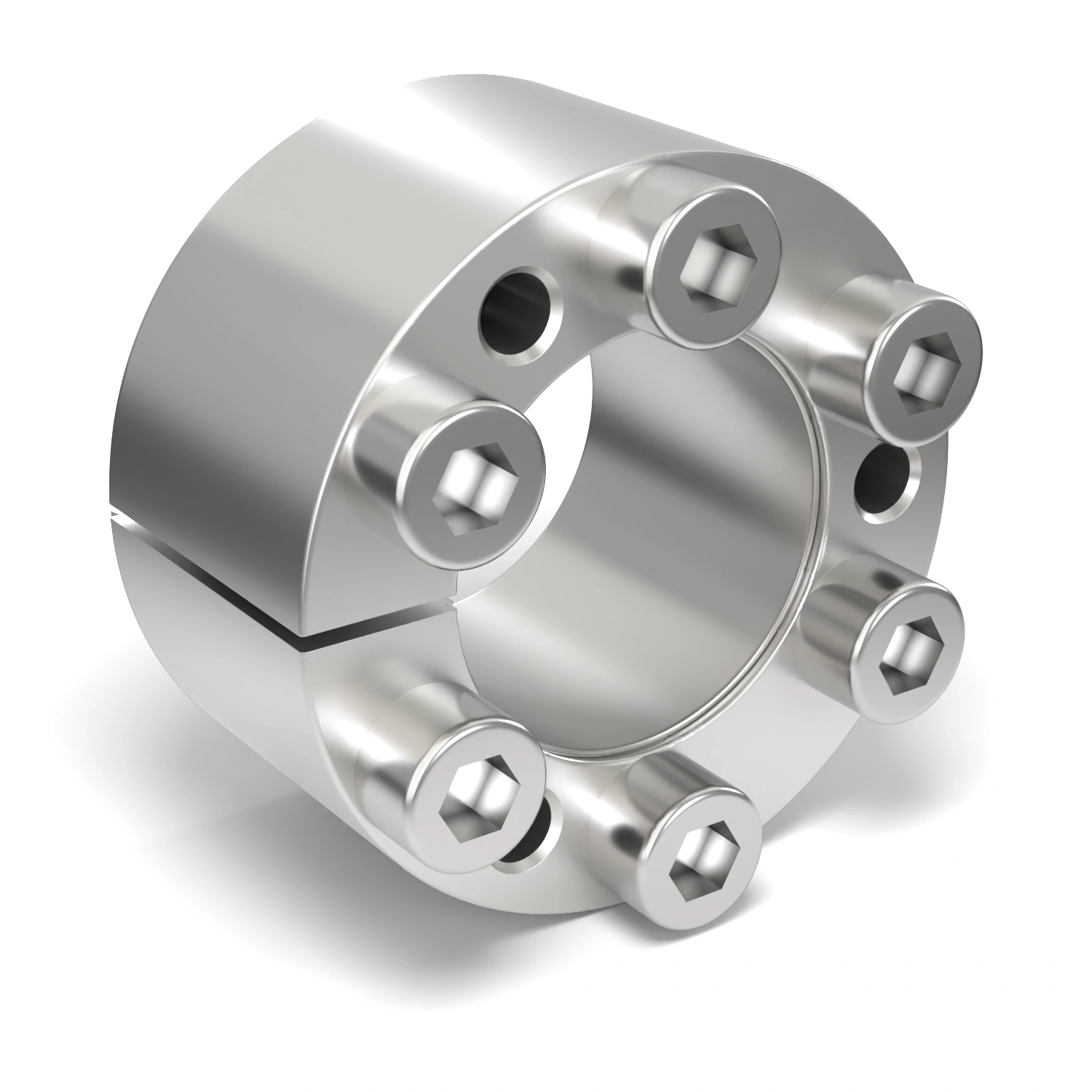 Spannsatz STW71SS-28x50 Edelstahl, Frontalansicht der Stirnseite mit 6 Spannschrauben