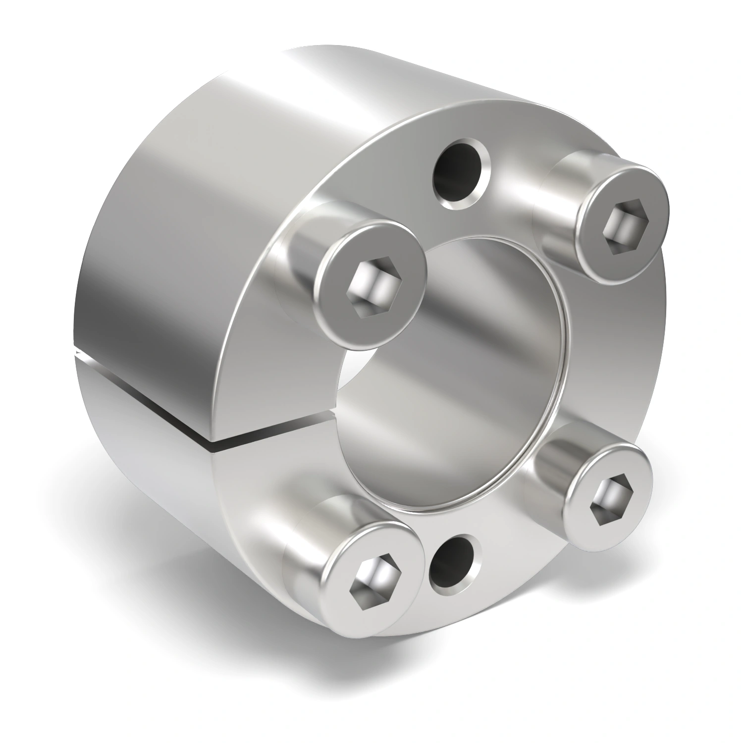 Spannsatz STW71SS-16x32 Edelstahl, Frontalansicht der Stirnseite mit 4 Spannschrauben