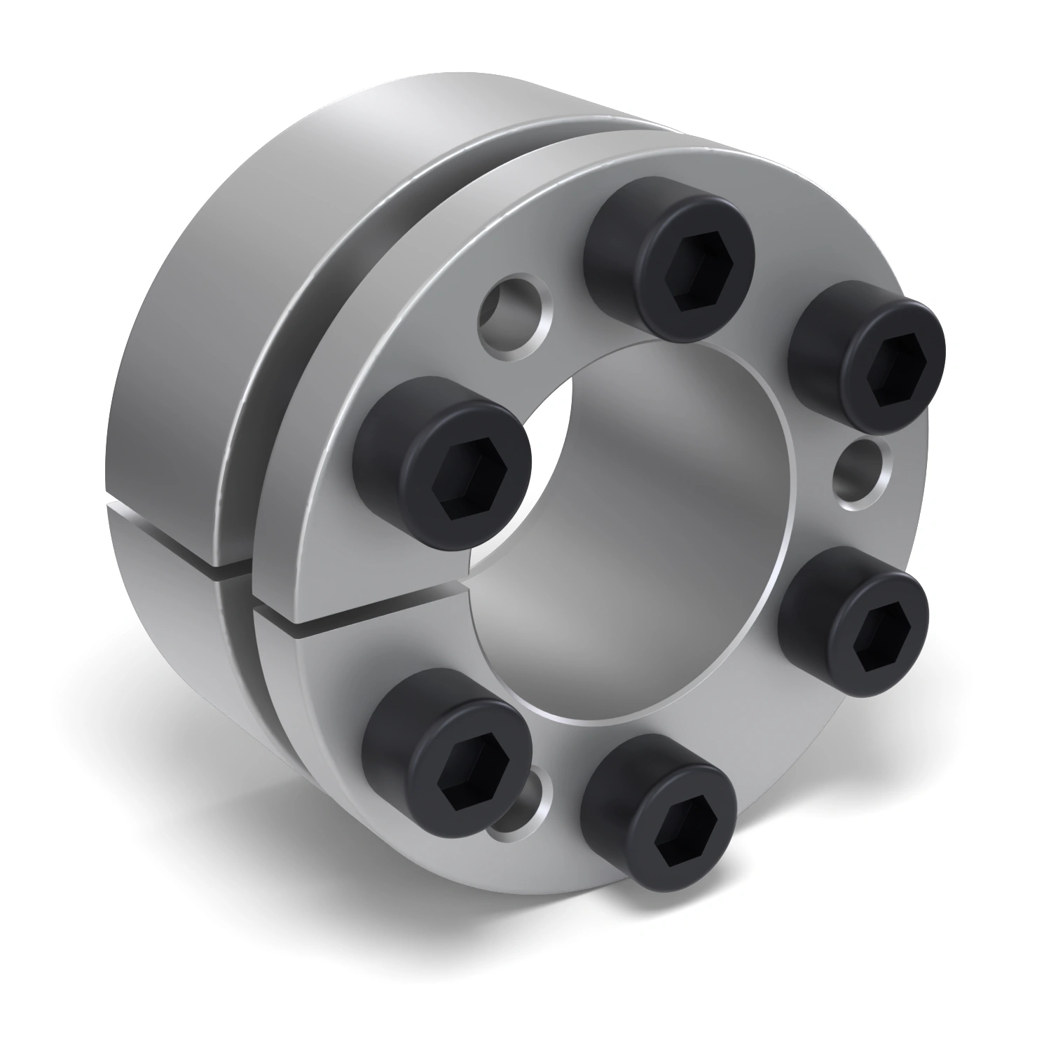 Spannsatz STW98-28x55, Frontalansicht der Stirnseite mit 6 Spannschrauben