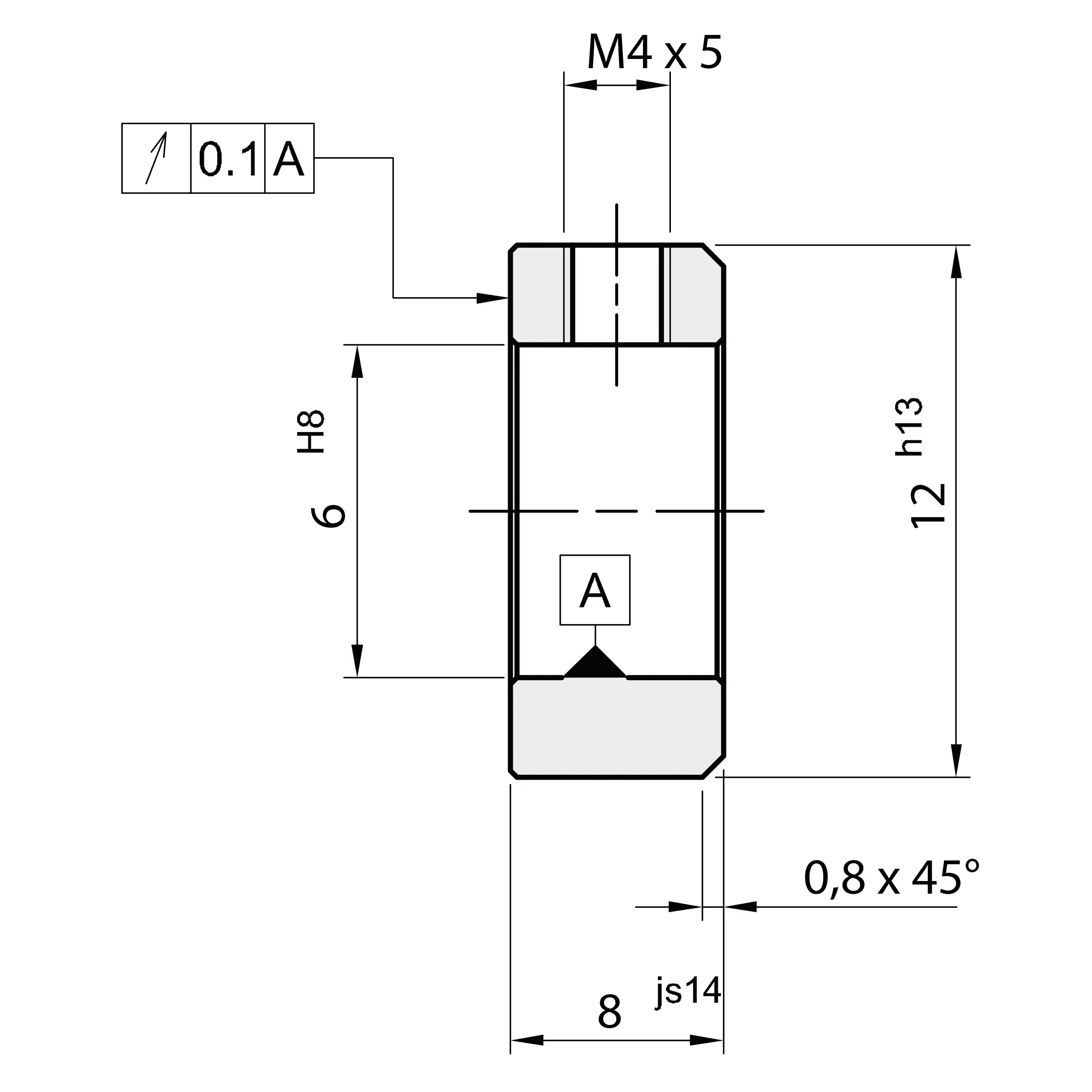 Ma&szlig;skizze Stellring DIN 705 Form A, Innen-&Oslash; 6 mm, Edelstahl 1.4301