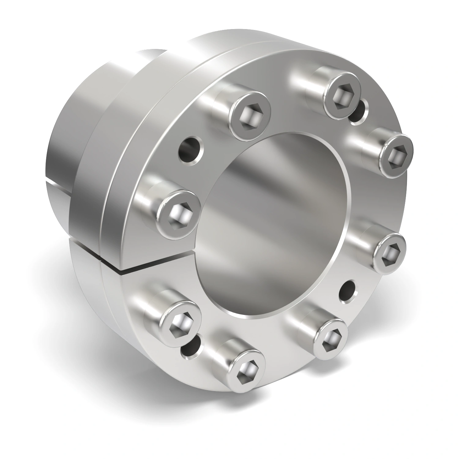Spannsatz STW27SS-40x53 Edelstahl, Frontalansicht der Stirnseite mit 8 Spannschrauben