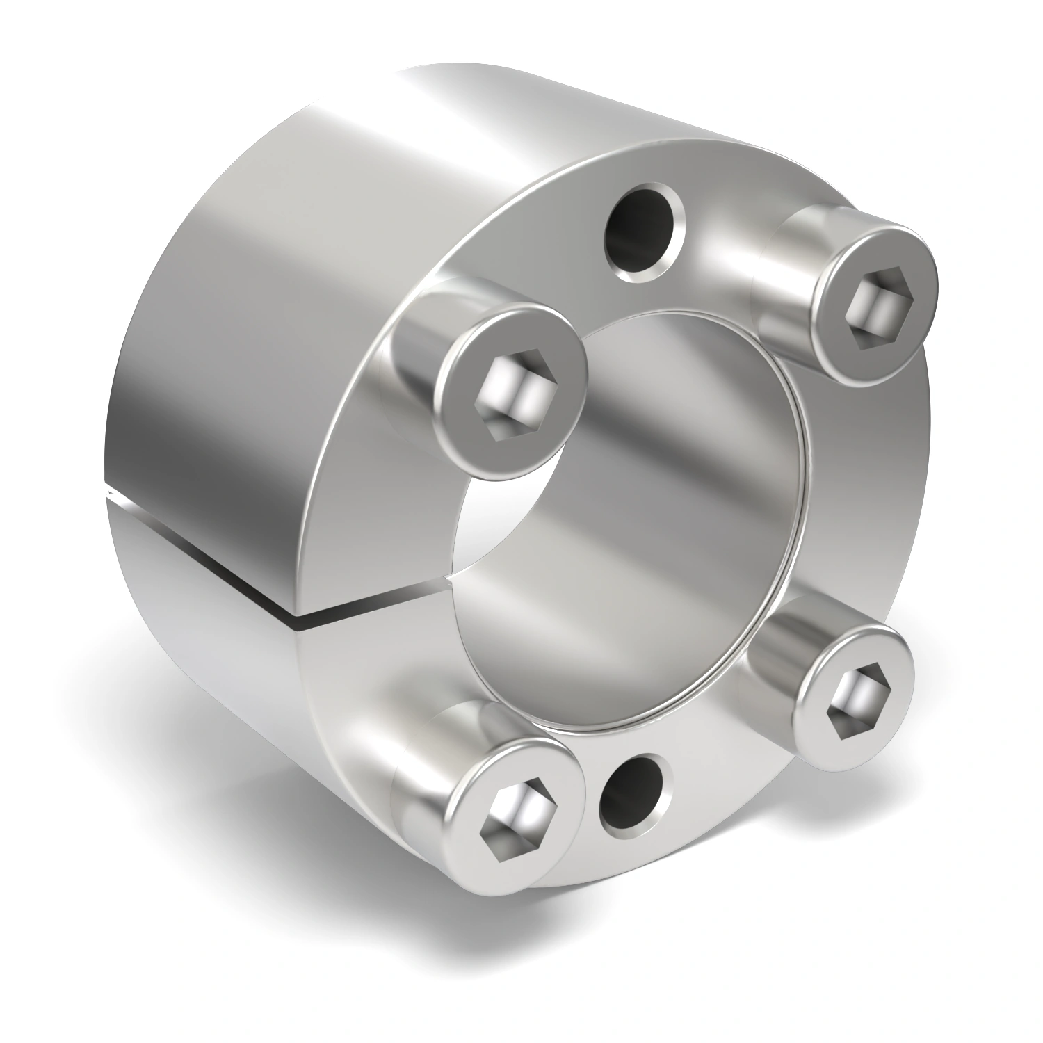 Spannsatz STW71SS-22x40 Edelstahl, Frontalansicht der Stirnseite mit 4 Spannschrauben