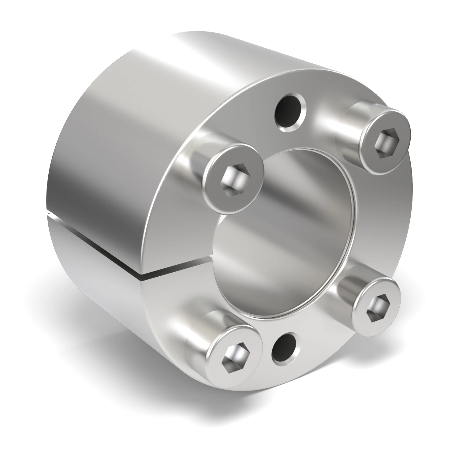 Spannsatz STW71SS-18x35 Edelstahl, Frontalansicht der Stirnseite mit 4 Spannschrauben