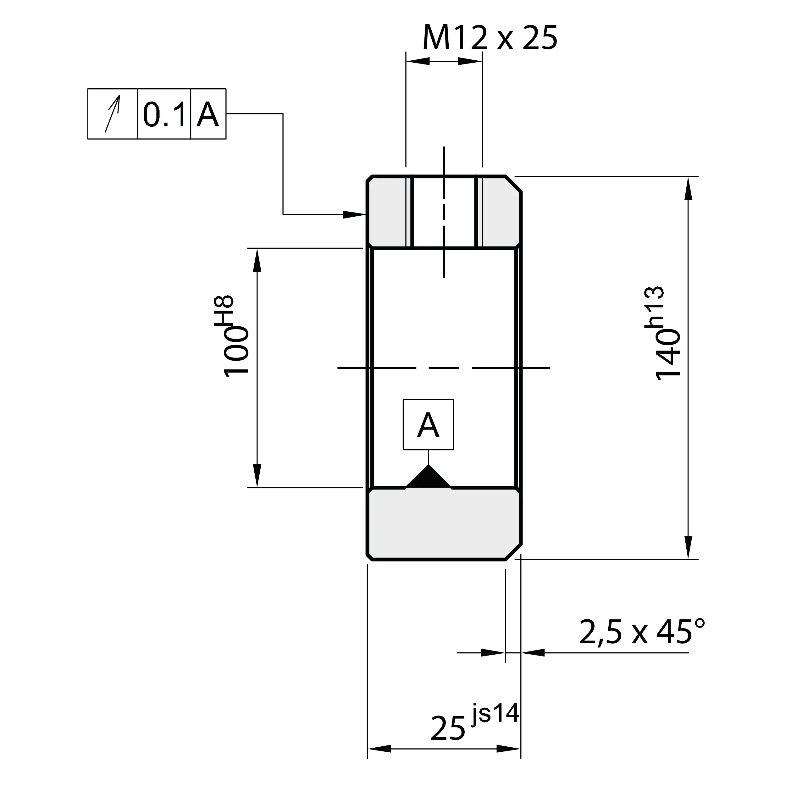 Ma&szlig;skizze Stellring DIN 705 Form B, Innen-&Oslash; 100 mm, Stahl C45
