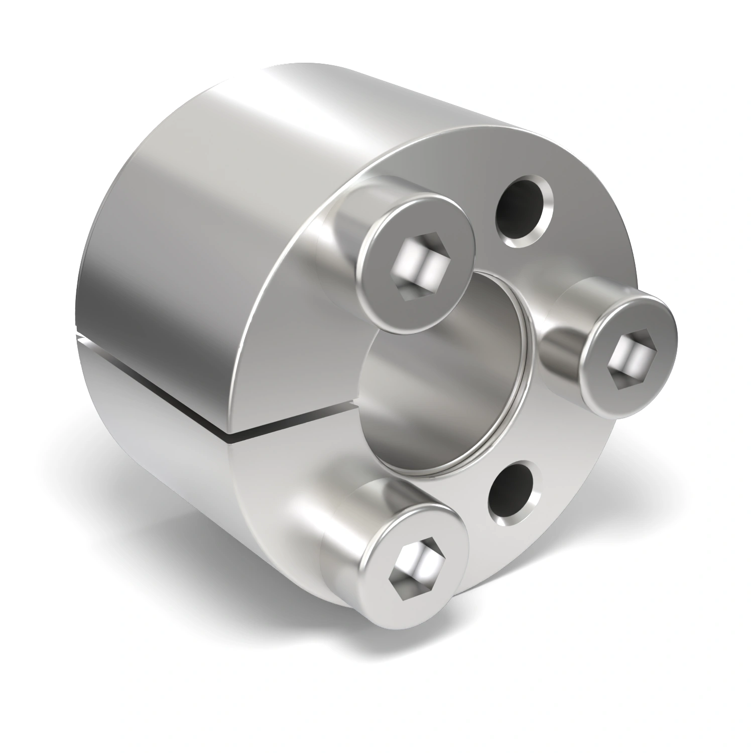 Spannsatz STW71SS-7x17 Edelstahl, Frontalansicht der Stirnseite mit 3 Spannschrauben