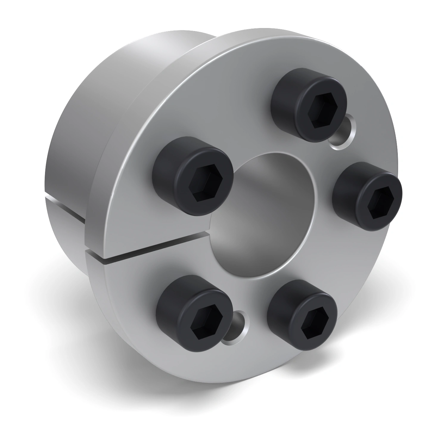 Spannsatz STW77-20x47, Frontalansicht der Stirnseite mit 5 Spannschrauben