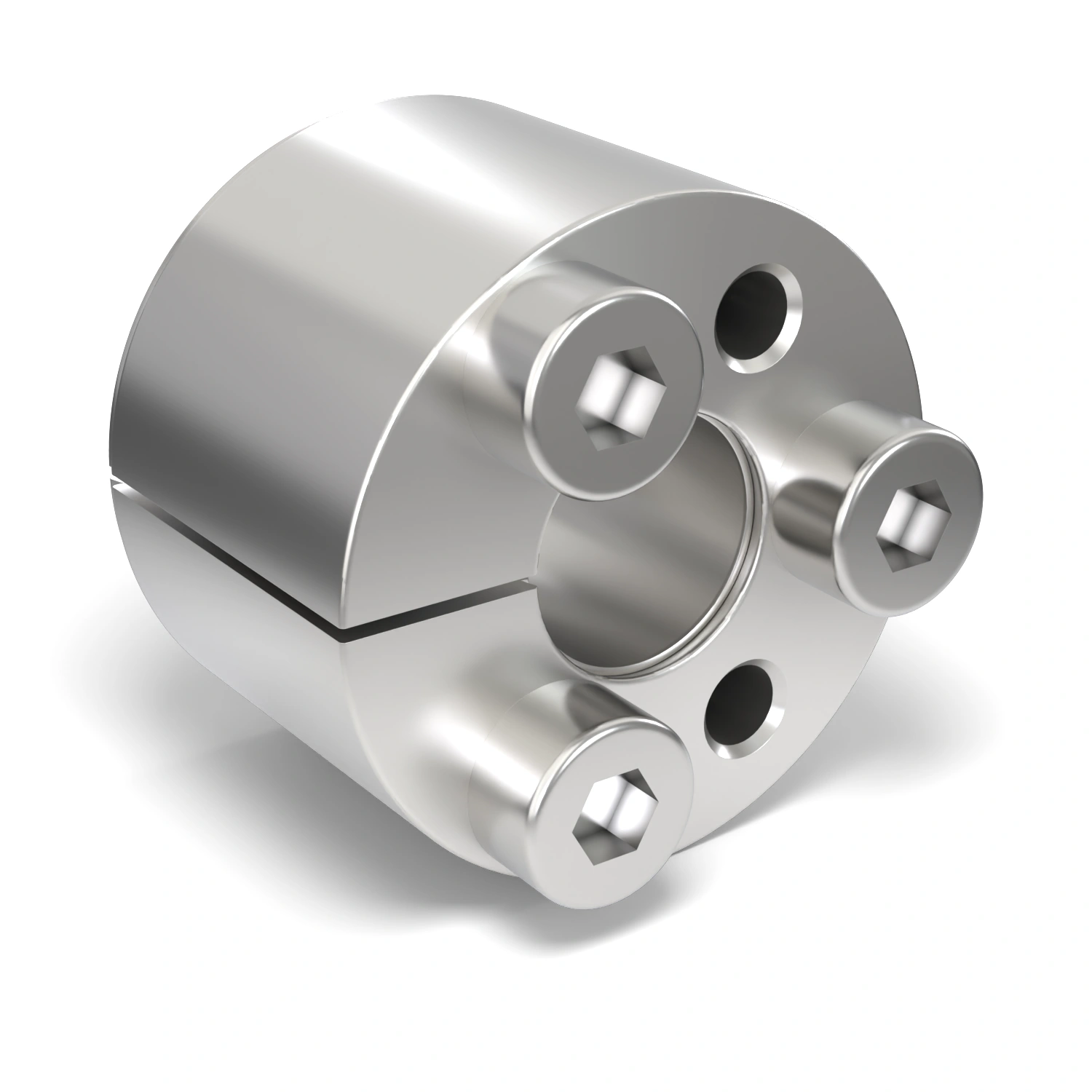 Spannsatz STW71SS-6x16 Edelstahl, Frontalansicht der Stirnseite mit 3 Spannschrauben