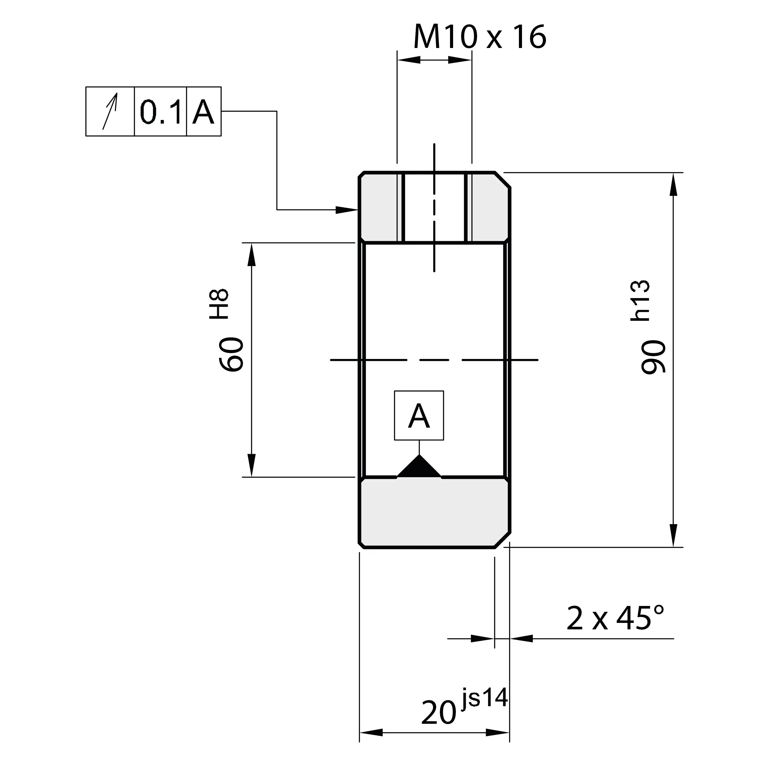 Ma&szlig;skizze Stellring DIN 705 Form A, Innen-&Oslash; 60 mm, Stahl C45