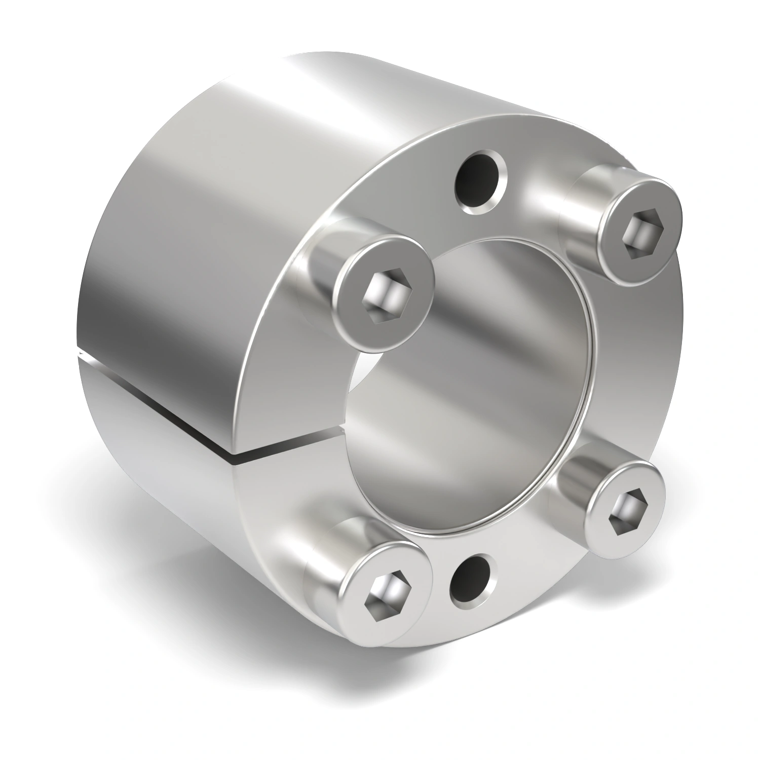Spannsatz STW71SS-19x35 Edelstahl, Frontalansicht der Stirnseite mit 4 Spannschrauben