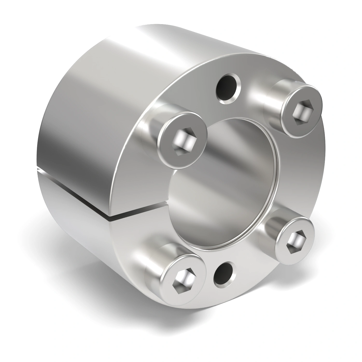 Spannsatz STW71SS-11x22 Edelstahl, Frontalansicht der Stirnseite mit 4 Spannschrauben