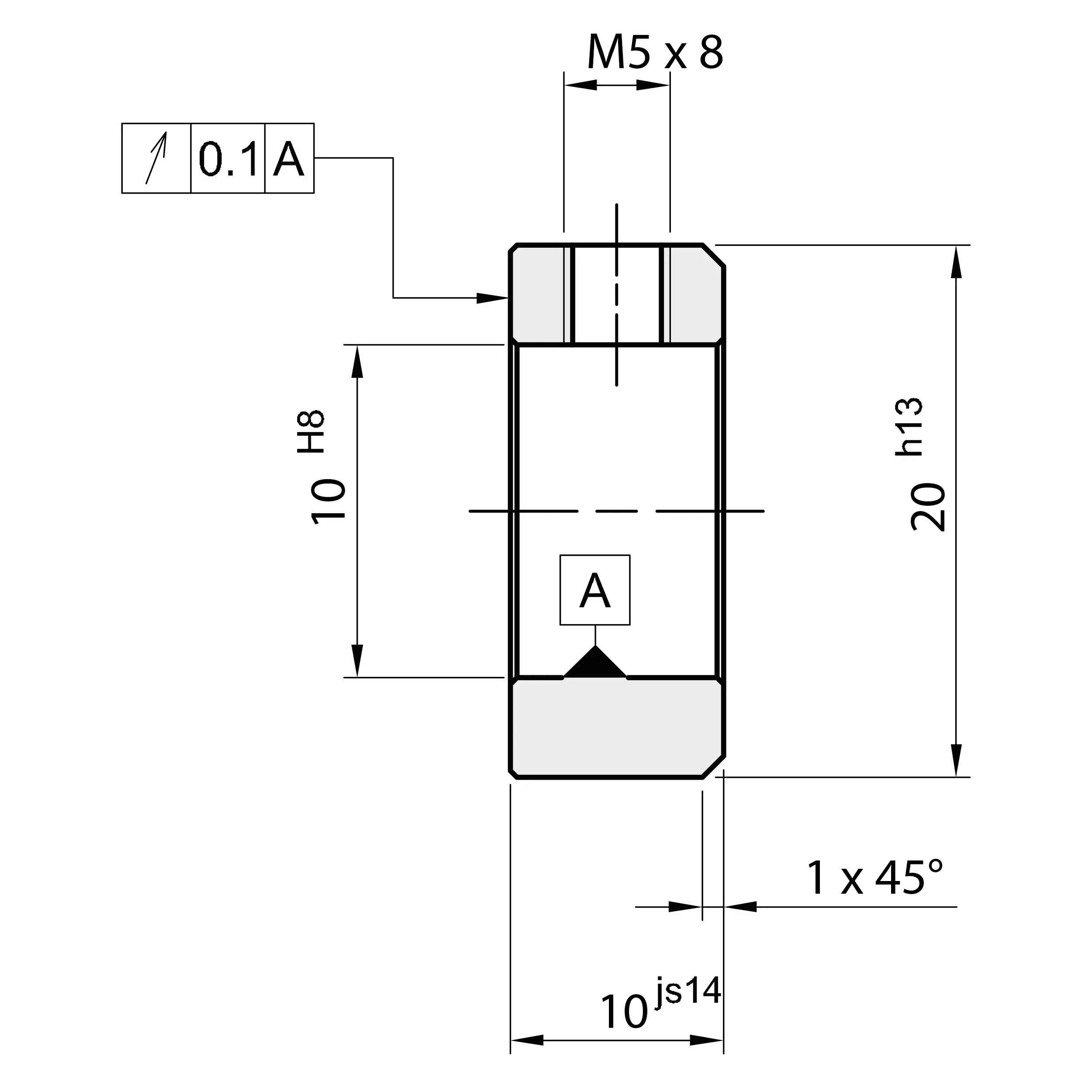 Ma&szlig;skizze Stellring DIN 705 Form A, Innen-&Oslash; 10 mm, Stahl C45