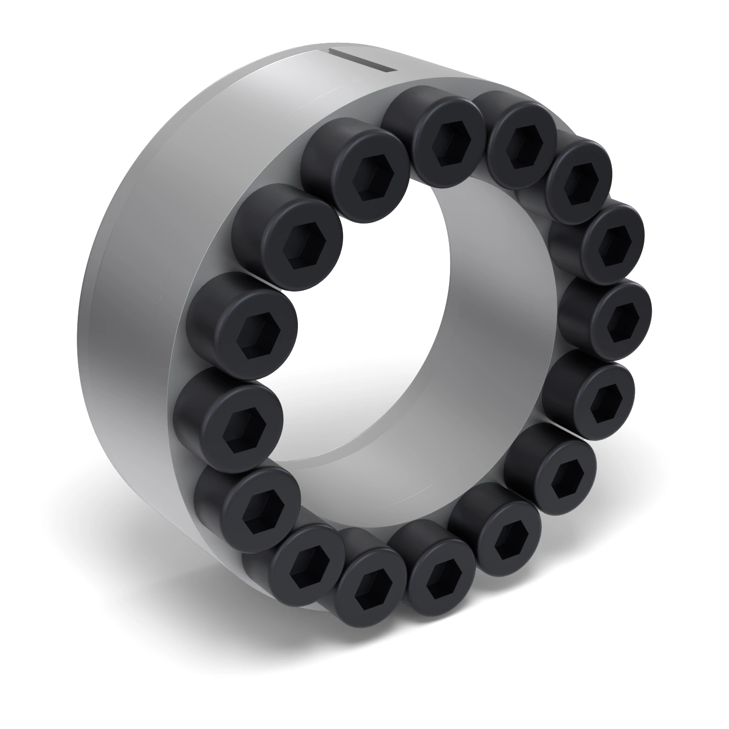 Spannsatz STW29-55x83, Frontalansicht der Stirnseite mit 16 Spannschrauben