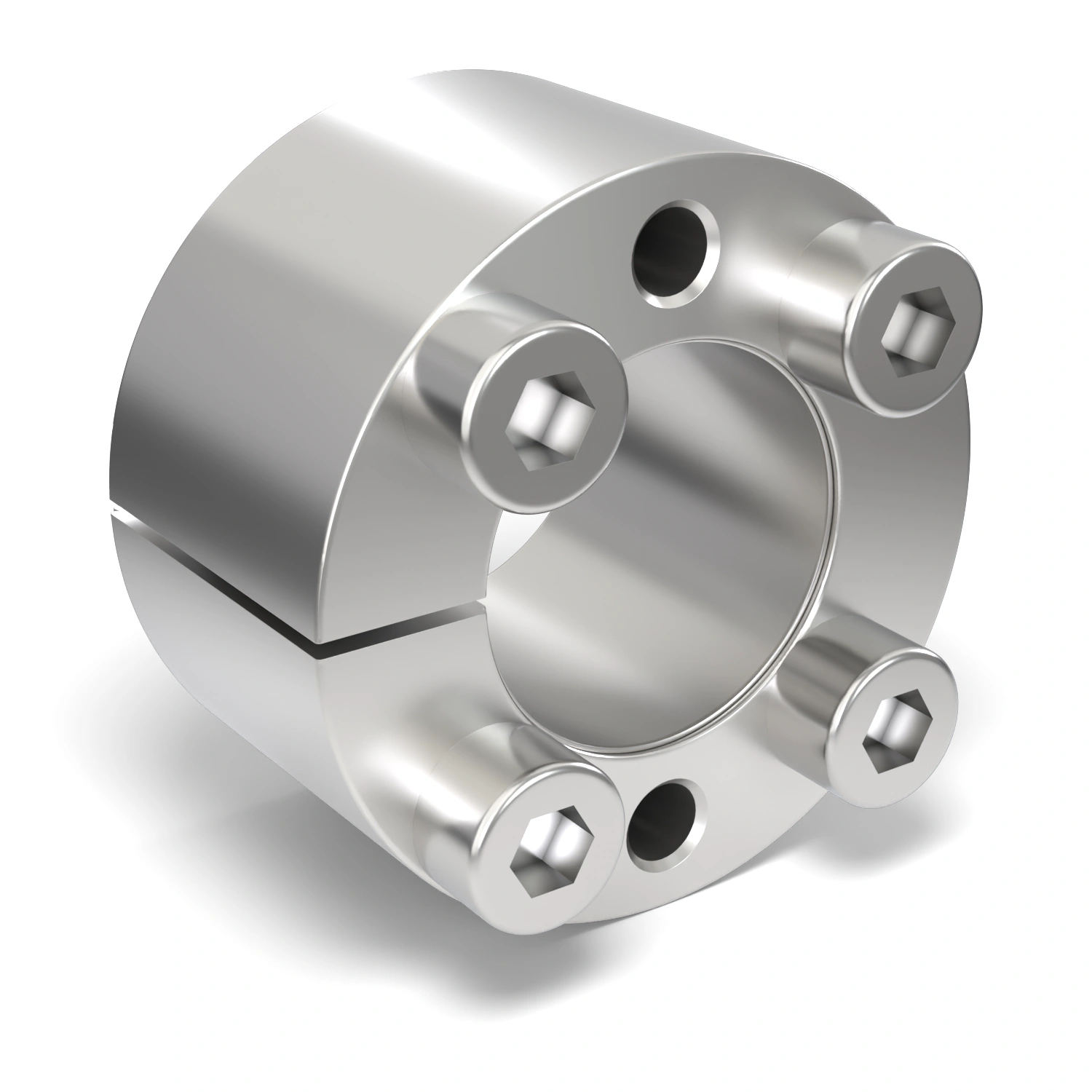 Spannsatz STW71SS-20x38 Edelstahl, Frontalansicht der Stirnseite mit 4 Spannschrauben