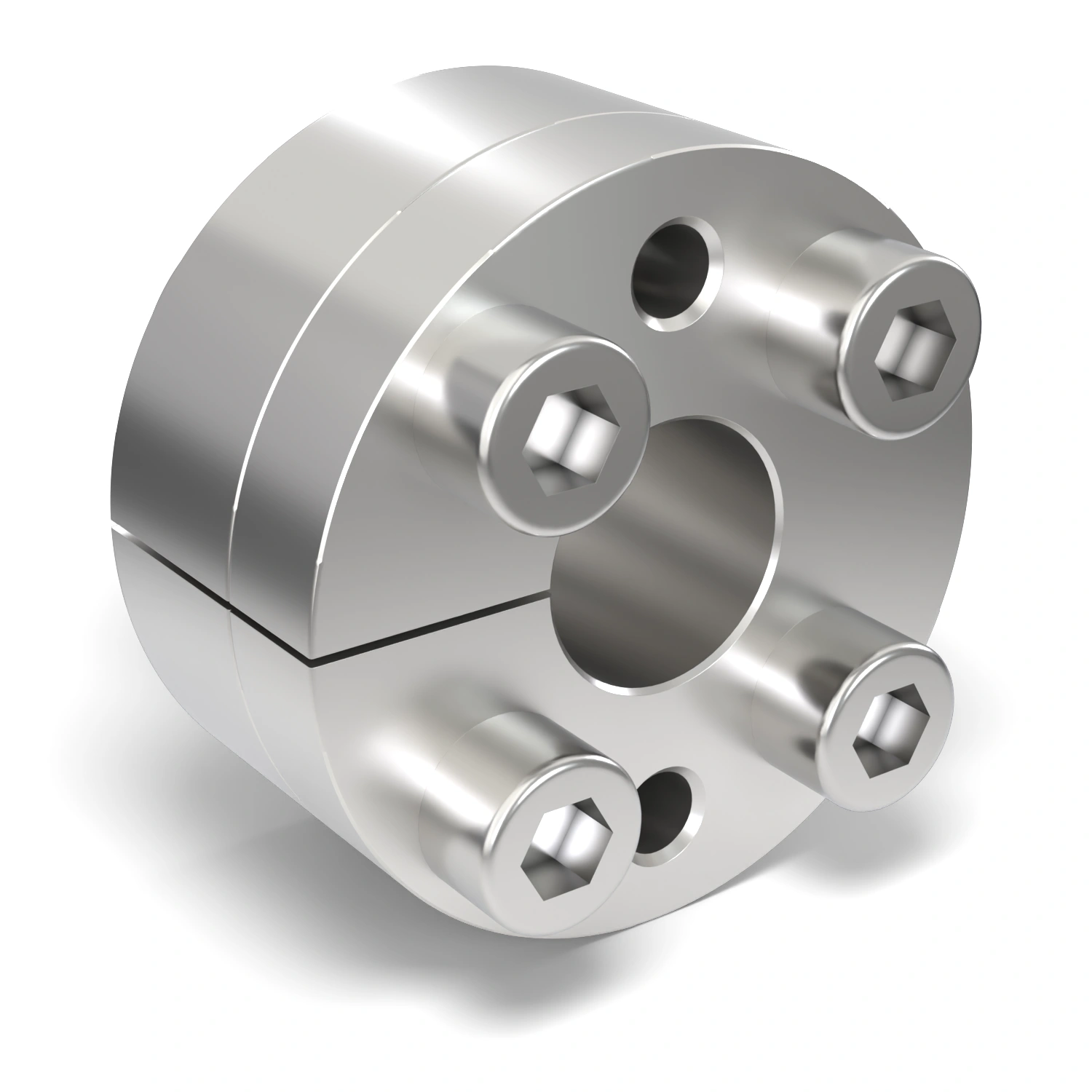 Spannsatz STW27SS-15x24 Edelstahl, Frontalansicht der Stirnseite mit 4 Spannschrauben