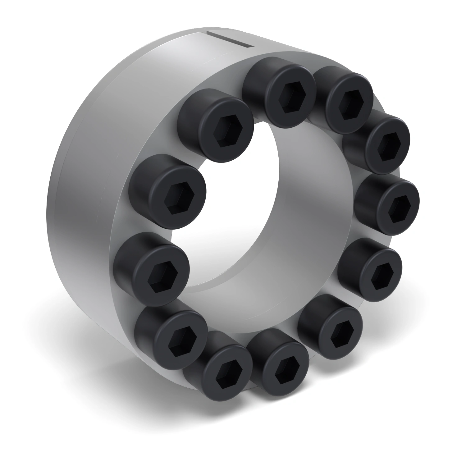 Spannsatz STW29-48x76, Frontalansicht der Stirnseite mit 12 Spannschrauben