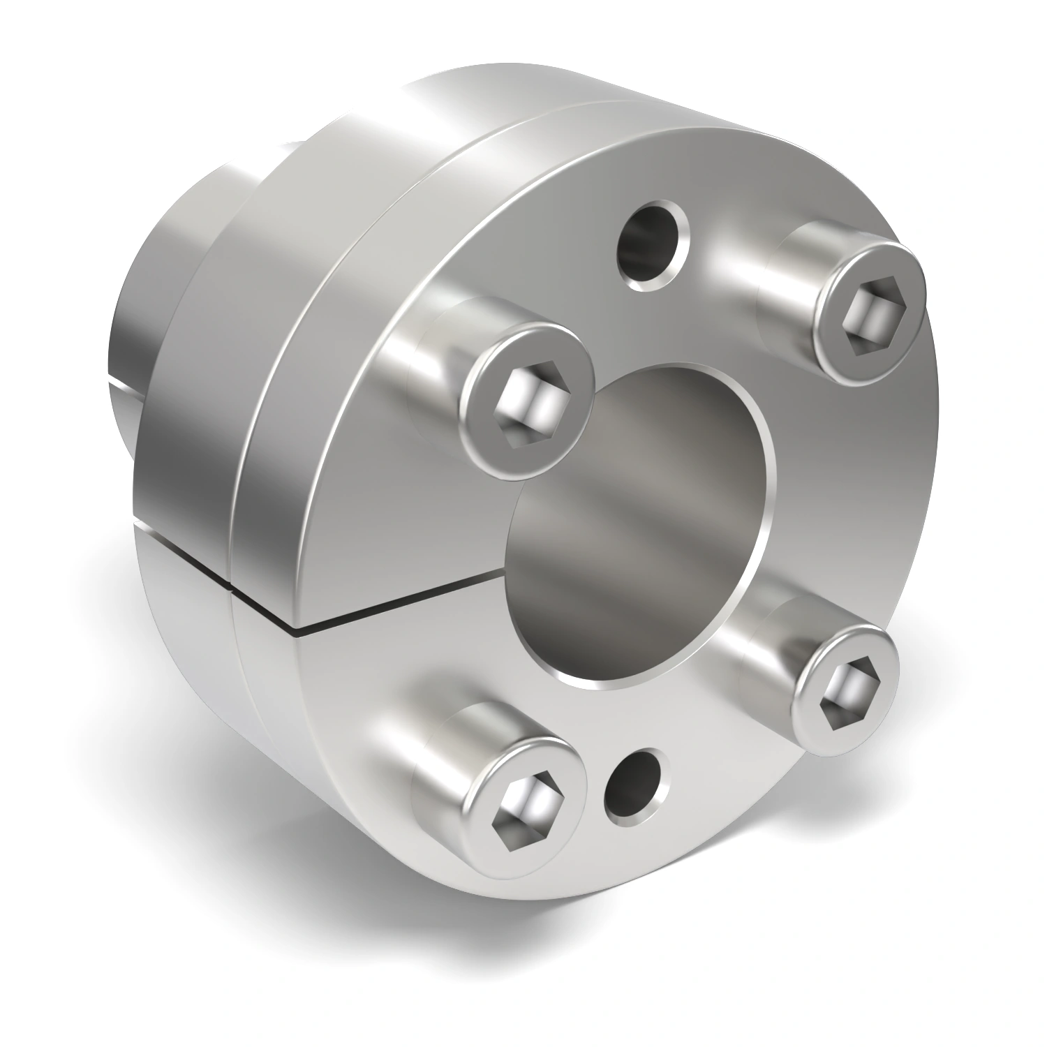 Spannsatz STW27SS-22x32 Edelstahl, Frontalansicht der Stirnseite mit 4 Spannschrauben