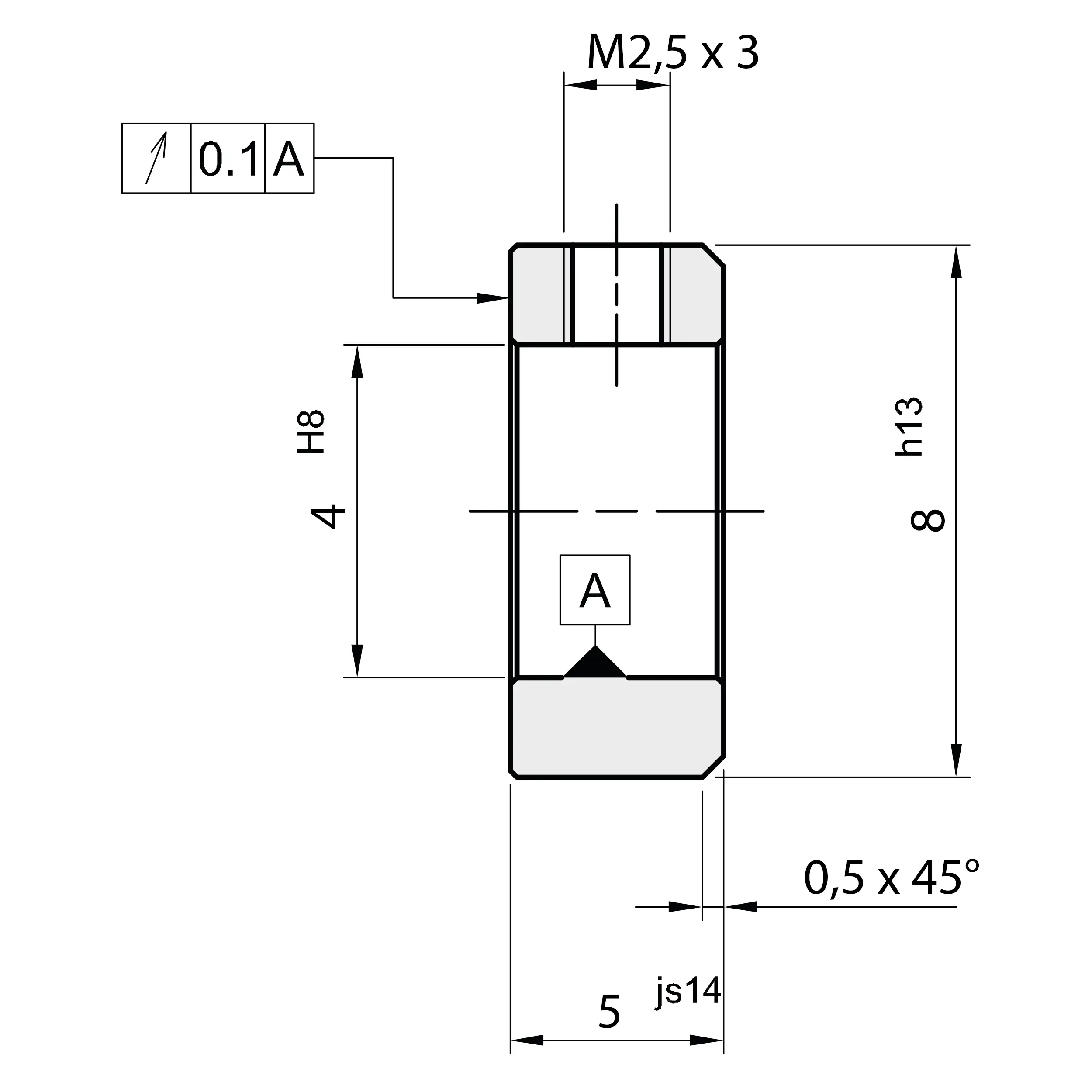 Ma&szlig;skizze Stellring DIN 705 Form A, Innen-&Oslash; 4 mm, Edelstahl 1.4301