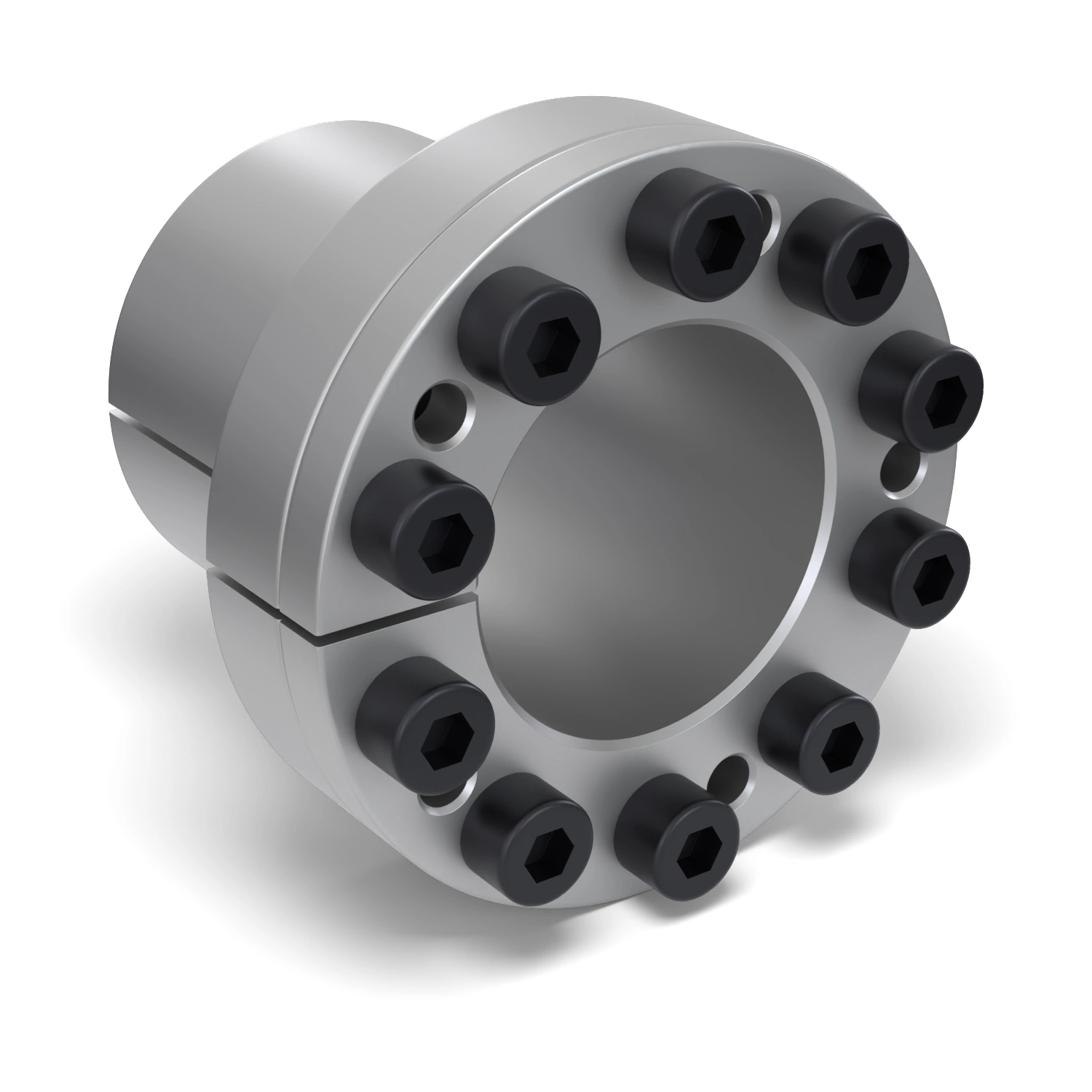 Spannsatz STW27-50x65, Frontalansicht der Stirnseite mit 10 Spannschrauben
