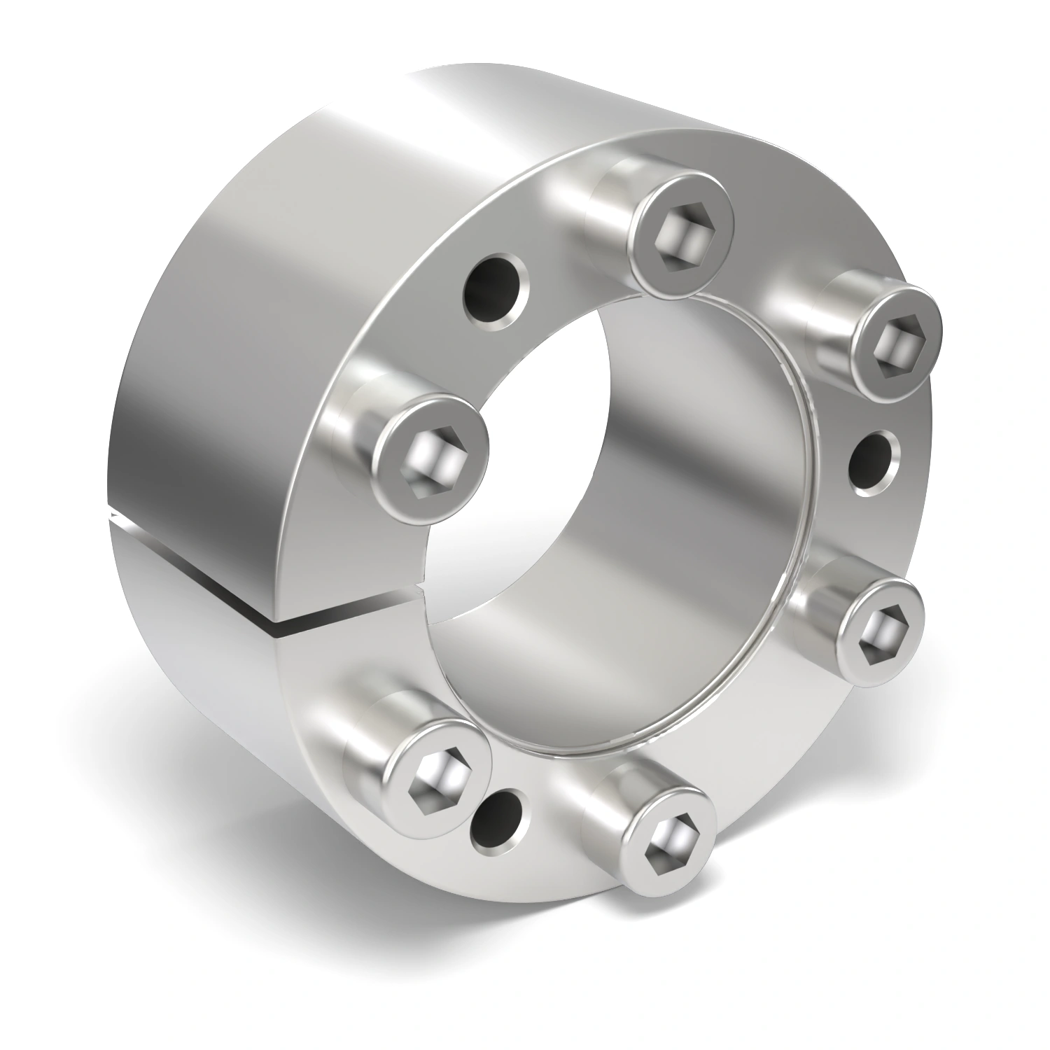 Spannsatz STW71SS-38x65 Edelstahl, Frontalansicht der Stirnseite mit 6 Spannschrauben
