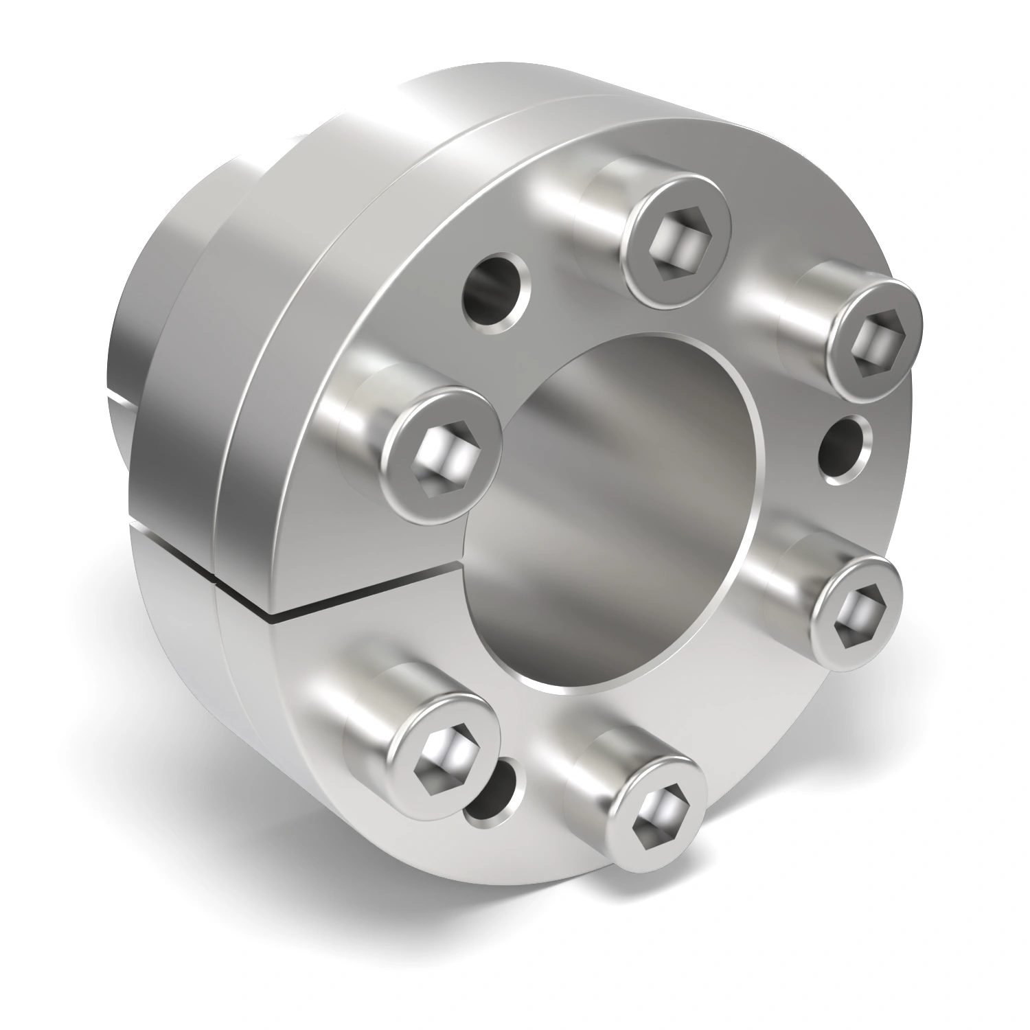 Spannsatz STW27SS-28x39 Edelstahl, Frontalansicht der Stirnseite mit 6 Spannschrauben