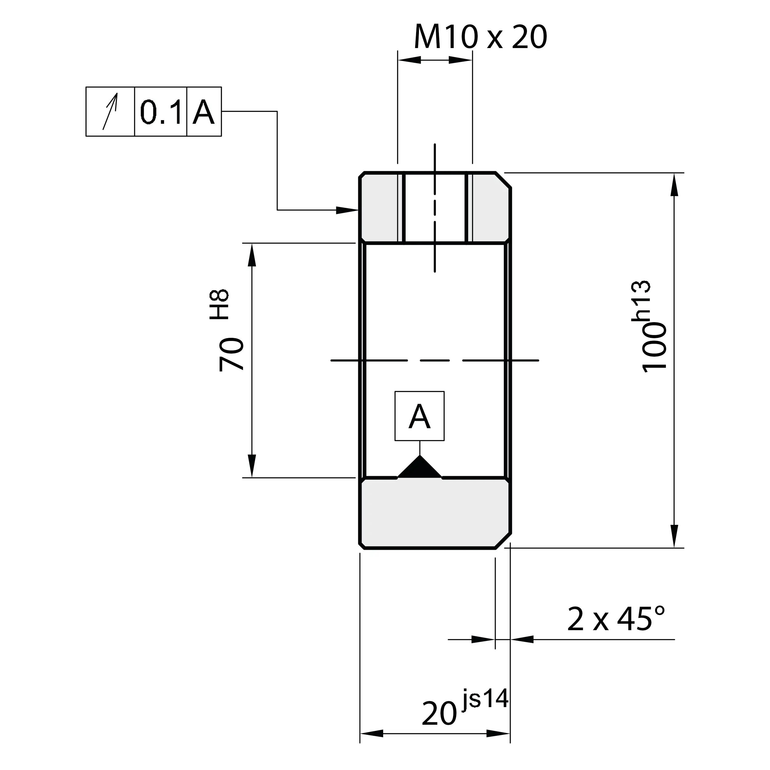 Ma&szlig;skizze Stellring DIN 705 Form A, Innen-&Oslash; 70 mm, Stahl C45