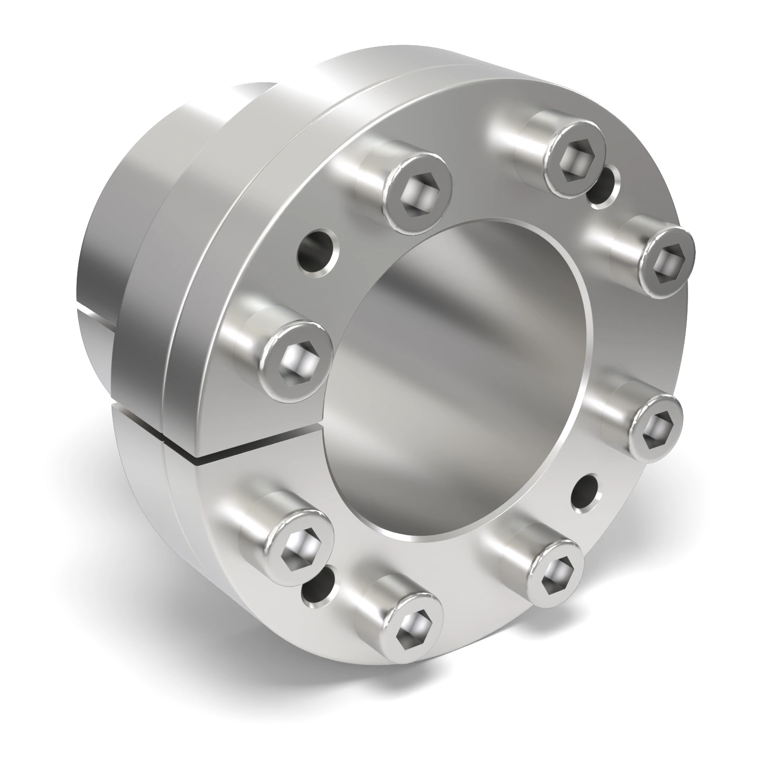 Spannsatz STW27SS-42x55 Edelstahl, Frontalansicht der Stirnseite mit 8 Spannschrauben