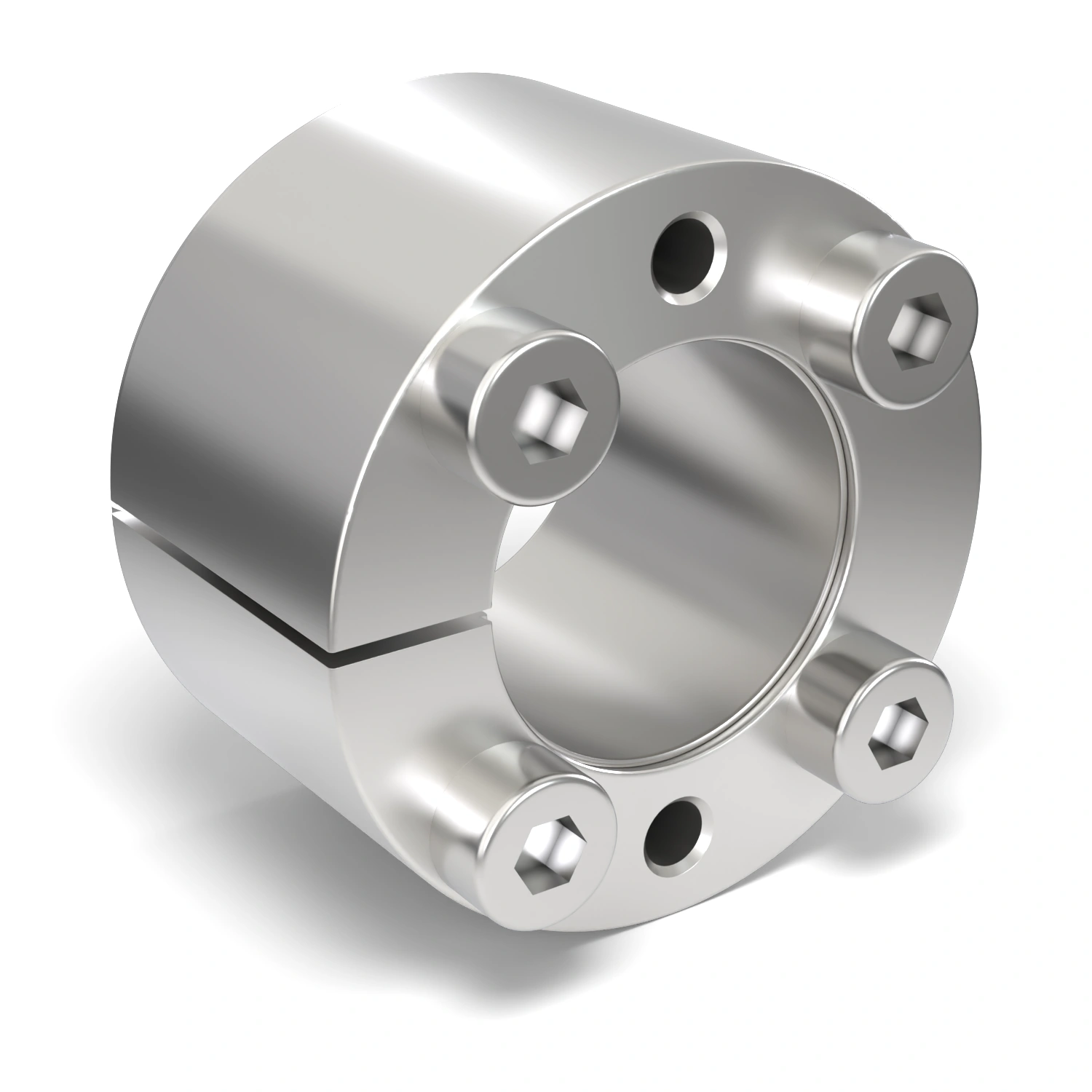 Spannsatz STW71SS-12x22 Edelstahl, Frontalansicht der Stirnseite mit 4 Spannschrauben
