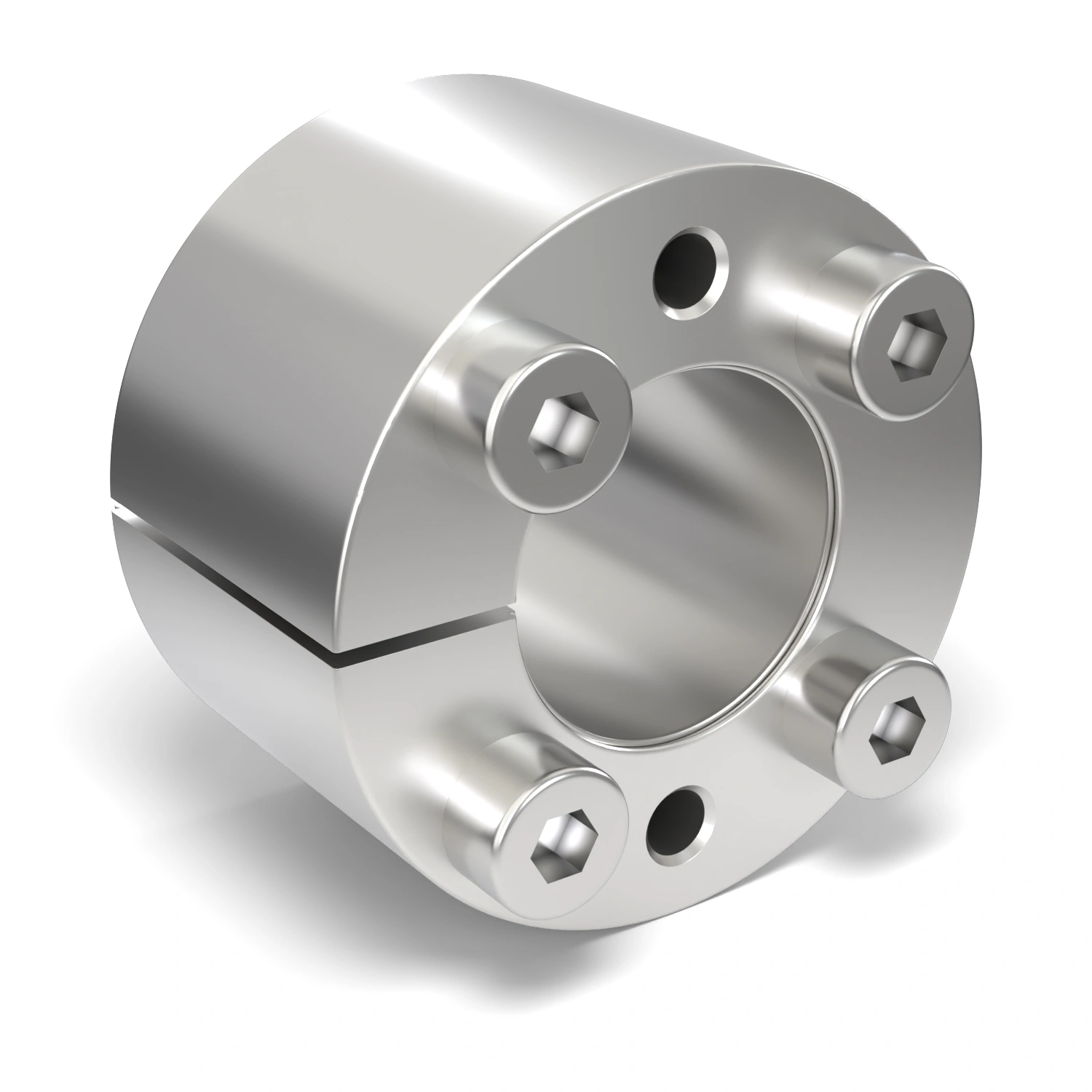 Spannsatz STW71SS-17x35 Edelstahl, Frontalansicht der Stirnseite mit 4 Spannschrauben