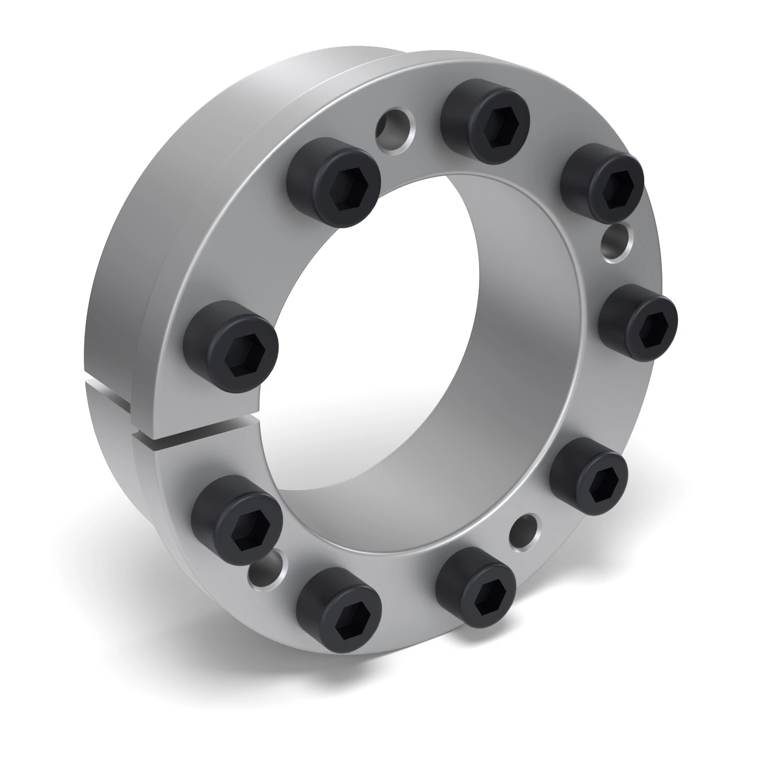 Spannsatz STW77-85x125, Frontalansicht der Stirnseite mit 9 Spannschrauben