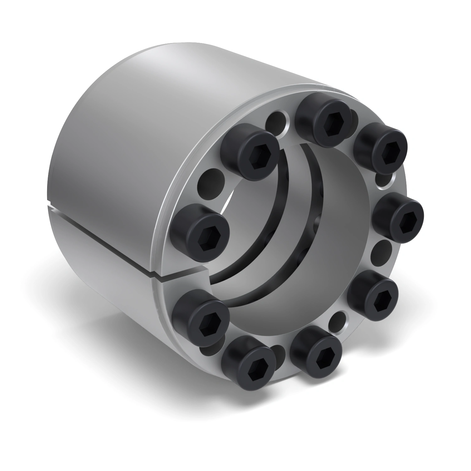 Spannsatz STW33-55x85, Frontalansicht der Stirnseite mit 9 Spannschrauben