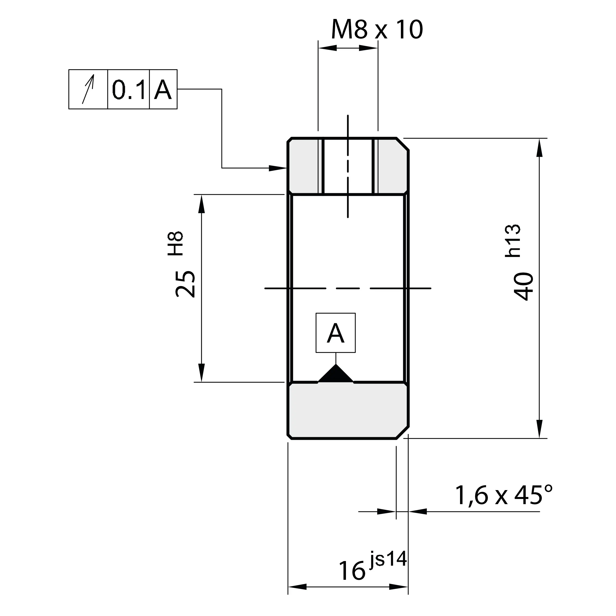 Ma&szlig;skizze Stellring DIN 705 Form A, Innen-&Oslash; 25 mm, Stahl C45
