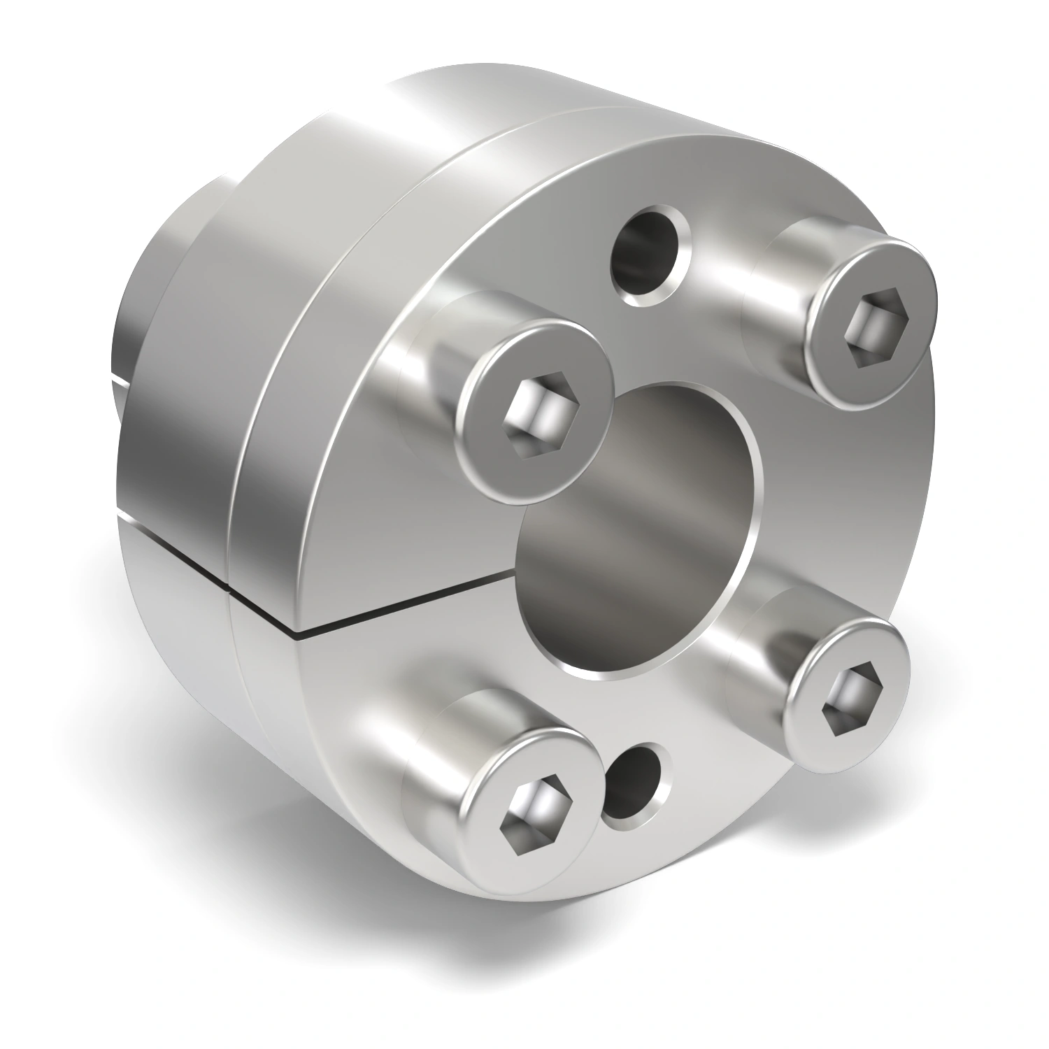 Spannsatz STW27SS-12x18 Edelstahl, Frontalansicht der Stirnseite mit 4 Spannschrauben