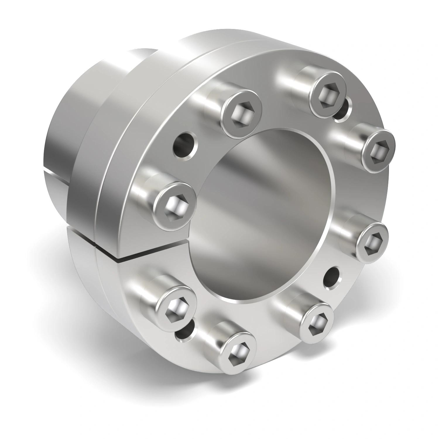 Spannsatz STW27SS-38x50 Edelstahl, Frontalansicht der Stirnseite mit 8 Spannschrauben