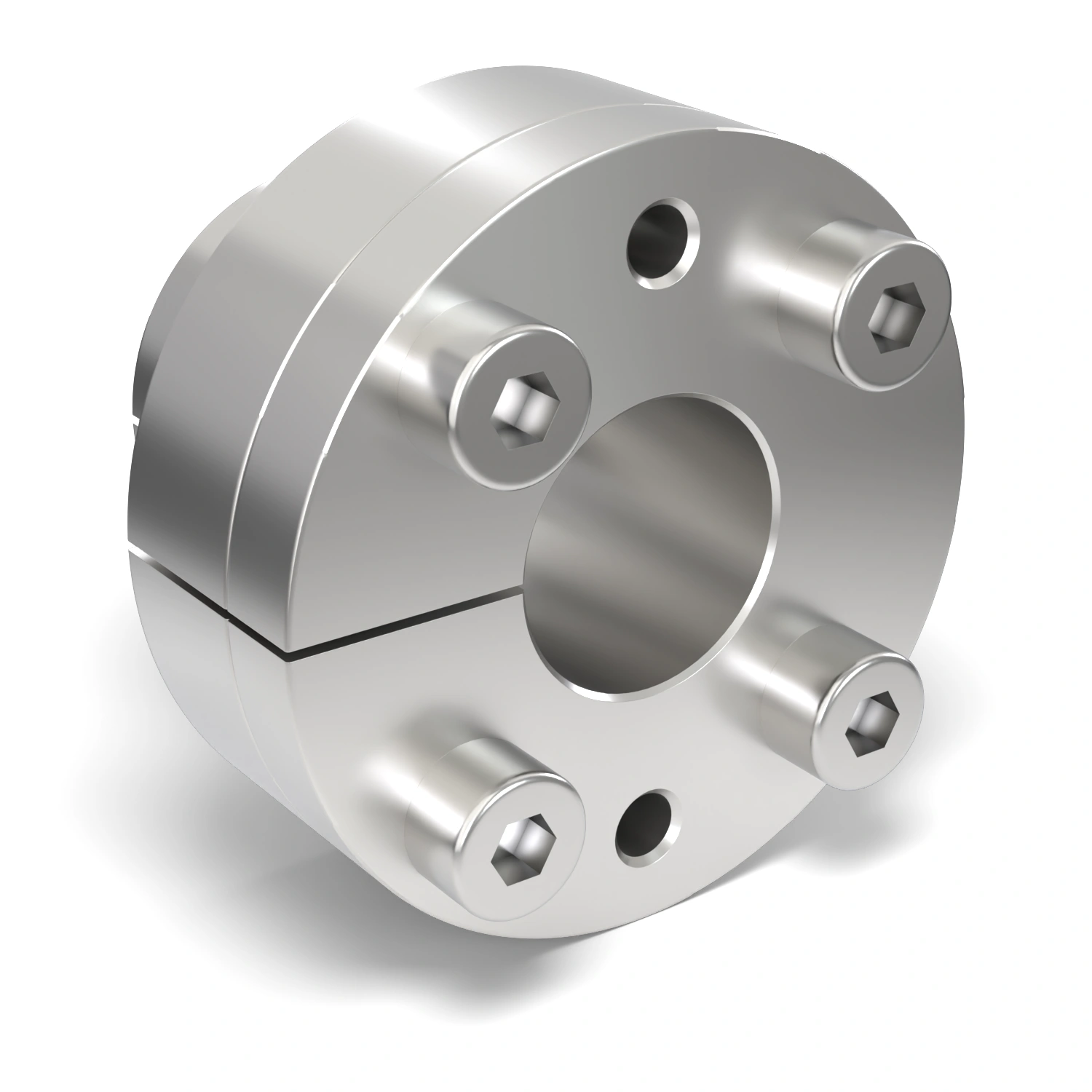 Spannsatz STW27SS-14x23 Edelstahl, Frontalansicht der Stirnseite mit 4 Spannschrauben