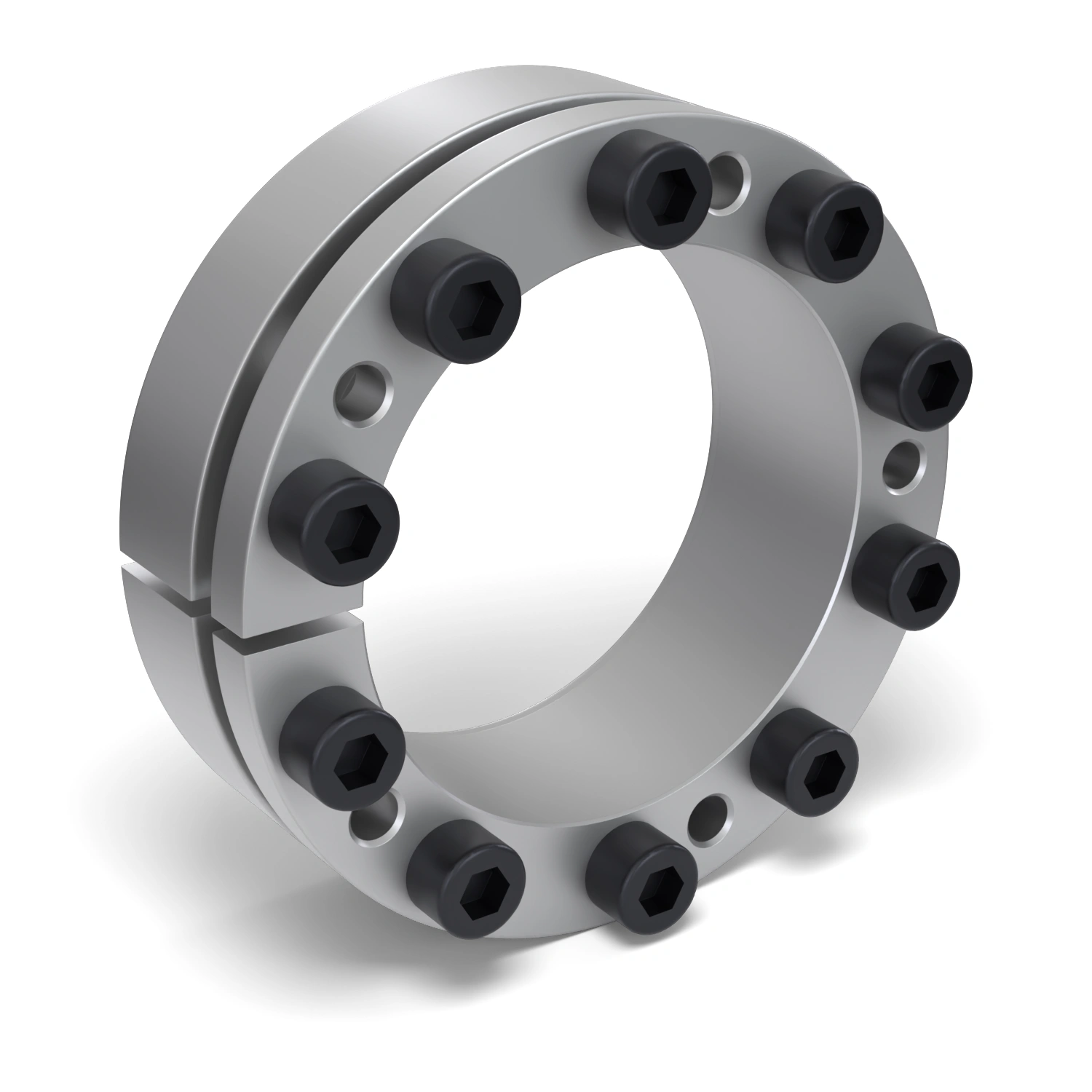 Spannsatz STW98-95x135, Frontalansicht der Stirnseite mit 10 Spannschrauben
