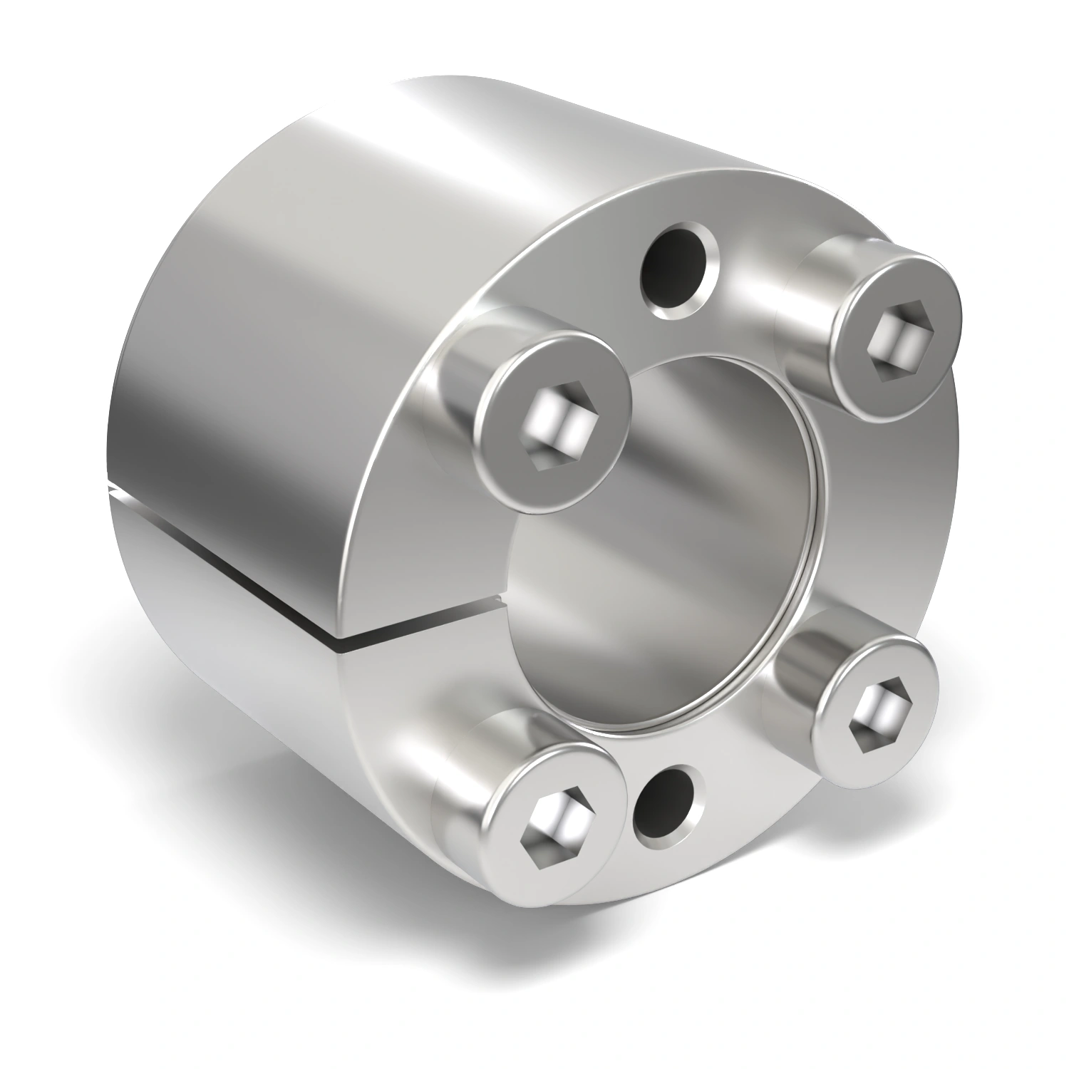 Spannsatz STW71SS-10x20 Edelstahl, Frontalansicht der Stirnseite mit 4 Spannschrauben